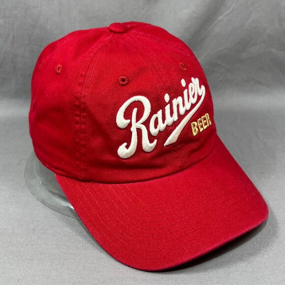 Rainier Beer American Needle Strapback Hat Red Slouch Adjustable USA Dad Mens - Picture 6 of 16